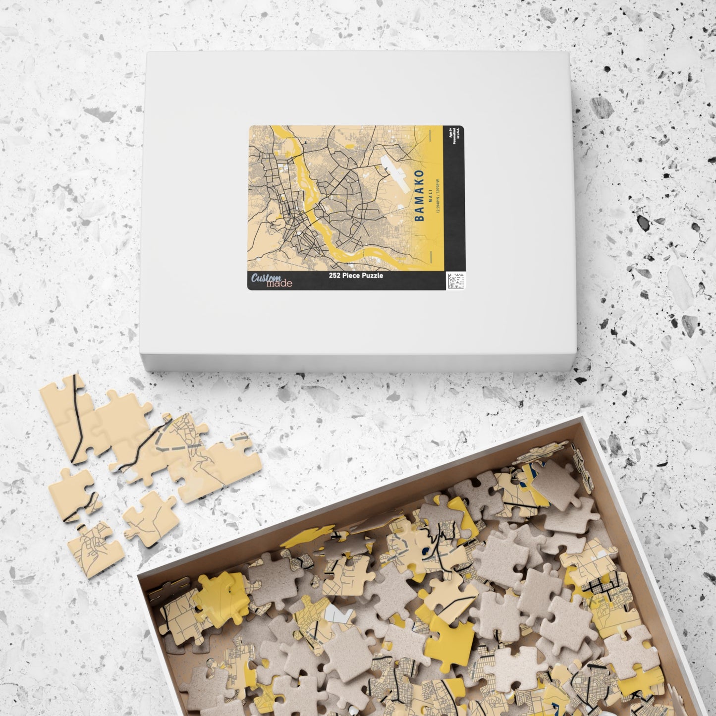 Bamako Mali City Map Puzzle | Minimalist Aerial Topography Jigsaw