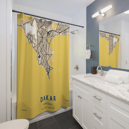 Dakar Senegal City Map Print Shower Curtain