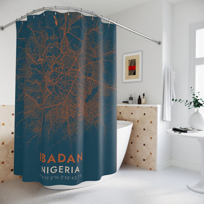 Ibadan Nigeria City Map Print Shower Curtain