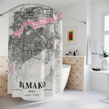 Bamako Mali City Map Print Shower Curtain