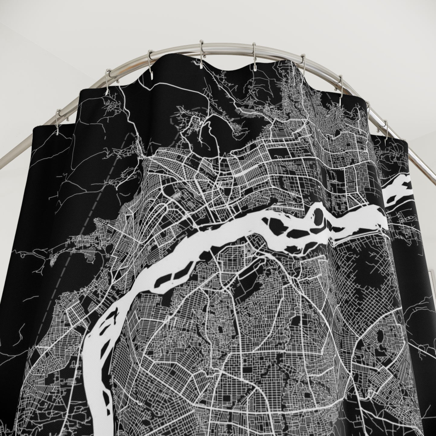 Bamako Mali City Map Print Shower Curtain