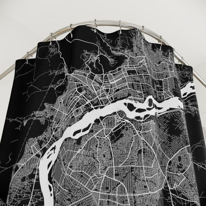 Bamako Mali City Map Print Shower Curtain