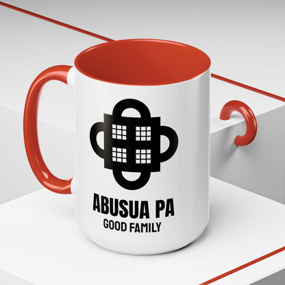 Adinkra Symbol Coffee Mug ABUSUA PA - African Family & Unity