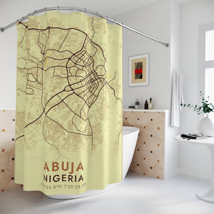 Abuja, Nigeria City Map Print Shower Curtain