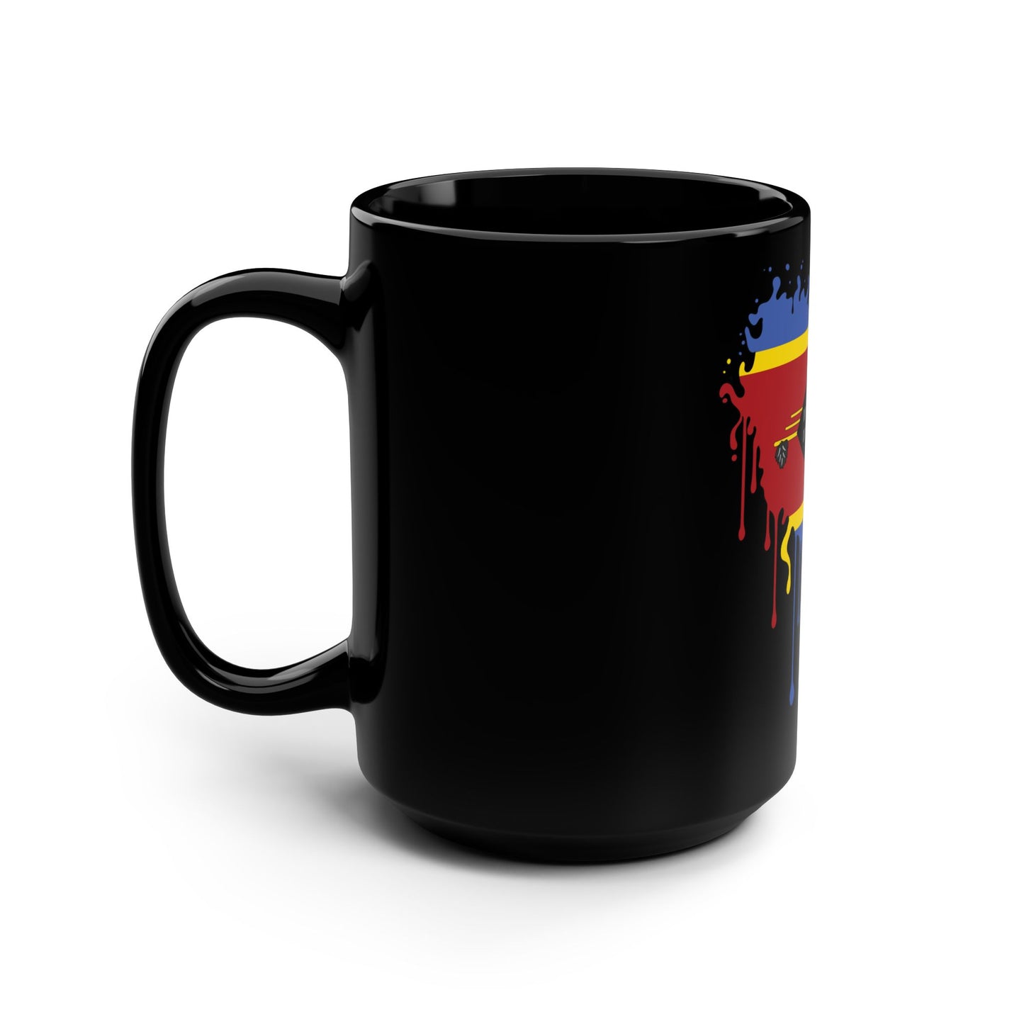 Eswatini Flag Drip Black Coffee Mug, 15 oz