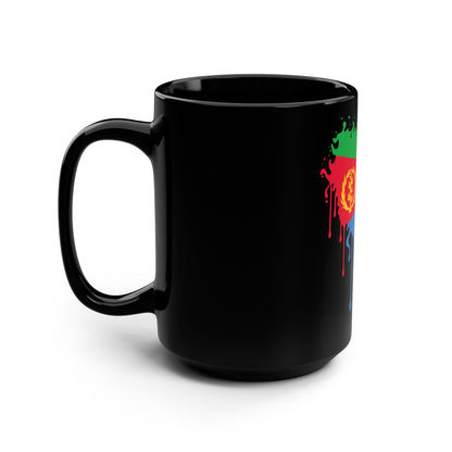 Eritrea Flag Drip Black Coffee Mug, 15 oz