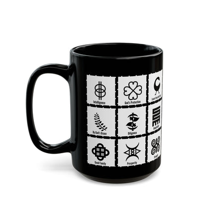 Adinkra MULTI Symbols Black Coffee Mug
