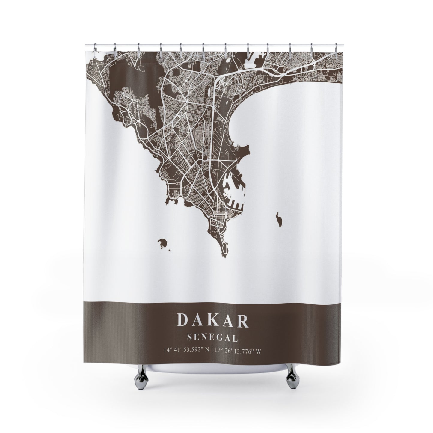 Dakar Senegal City Map Print Shower Curtain