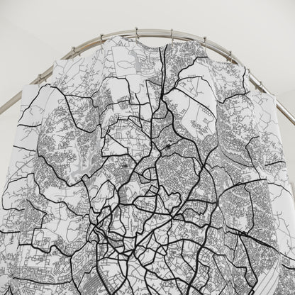 Ibadan Nigeria City Map Print Shower Curtain