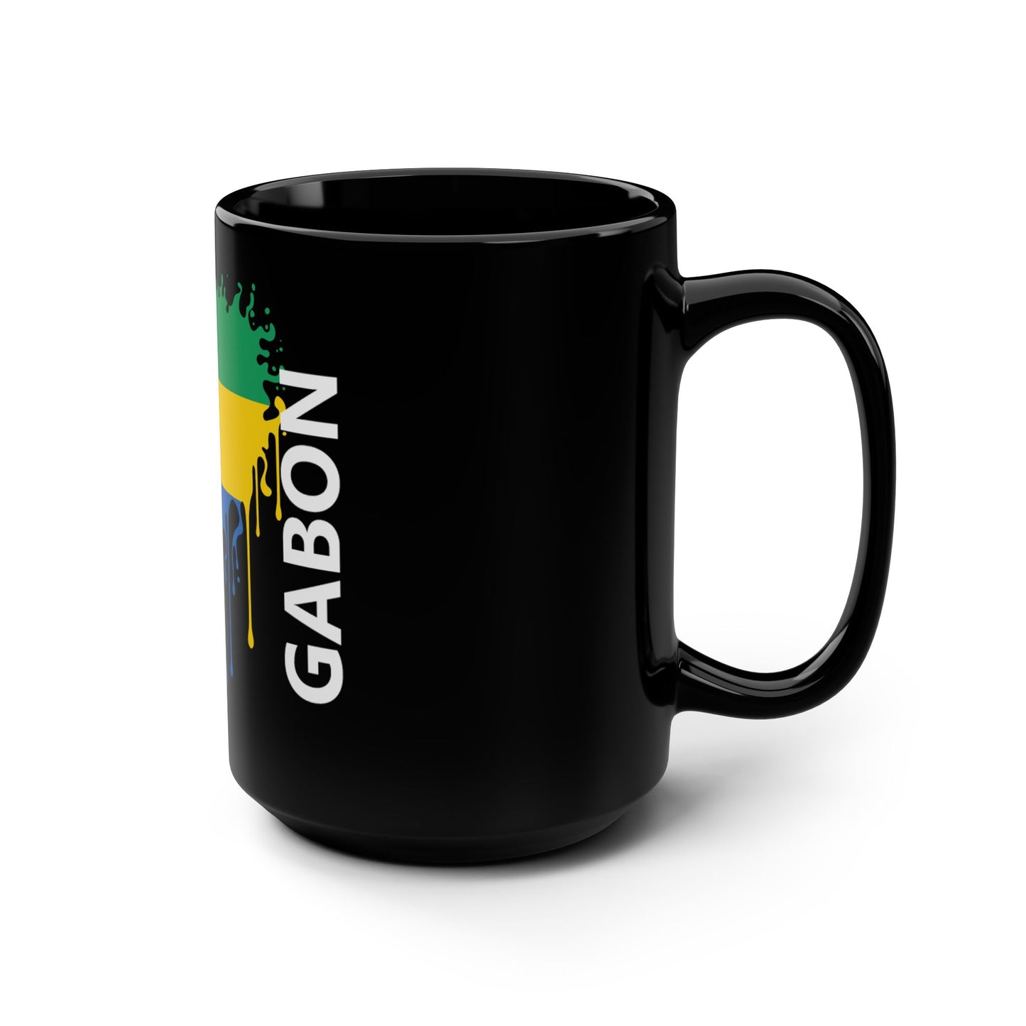 Gabon Flag Drip Black Coffee Mug 15 oz