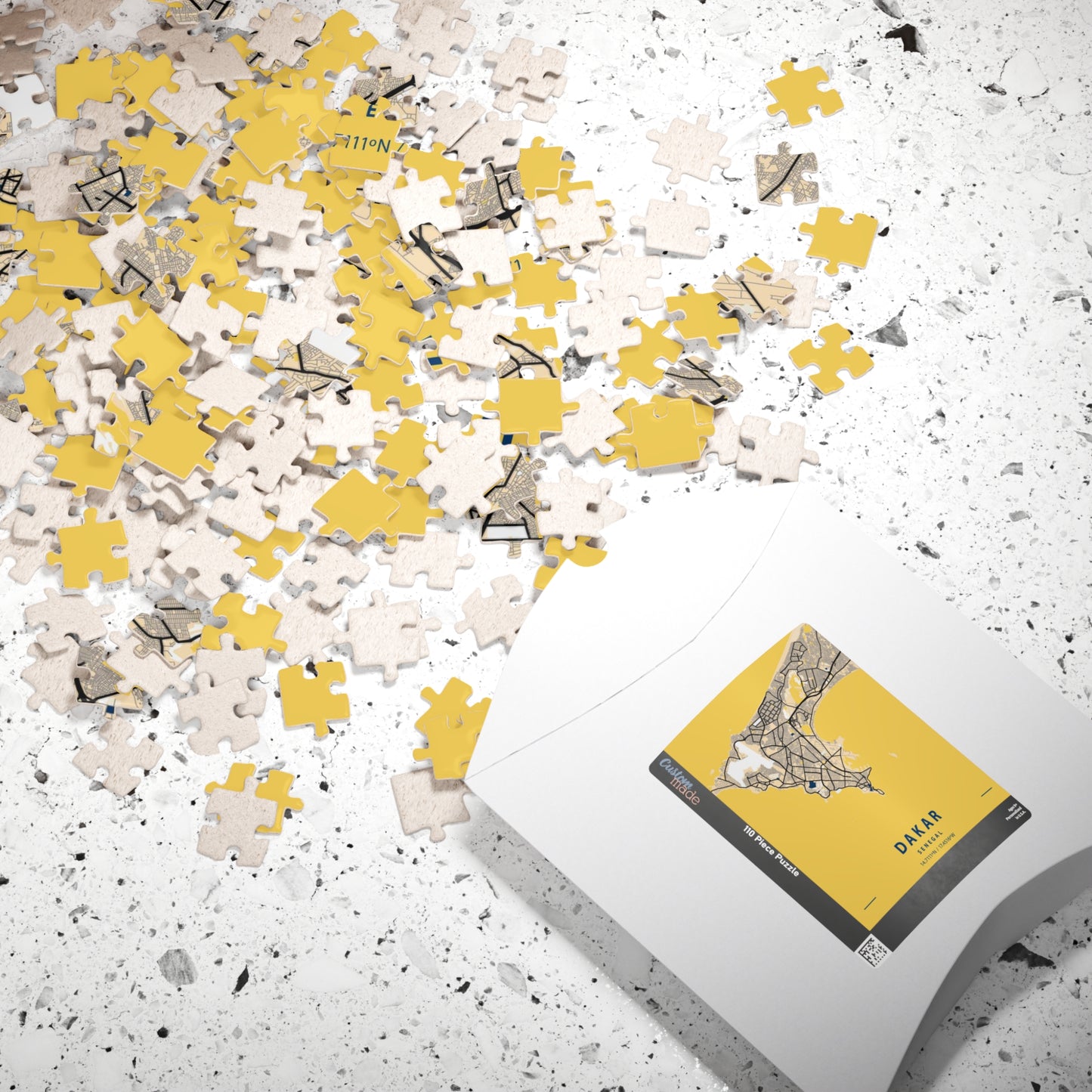 Dakar Senegal City Map Puzzle | Minimalist Aerial Topography Jigsaw