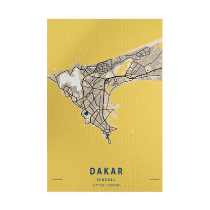 Dakar Senegal City Map Puzzle | Minimalist Aerial Topography Jigsaw