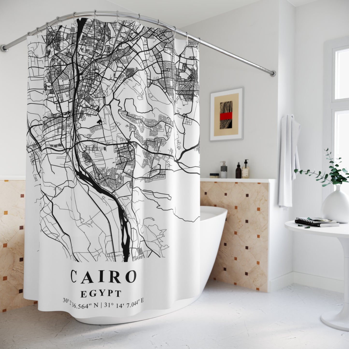 Cairo Egypt City Map Print Shower Curtain