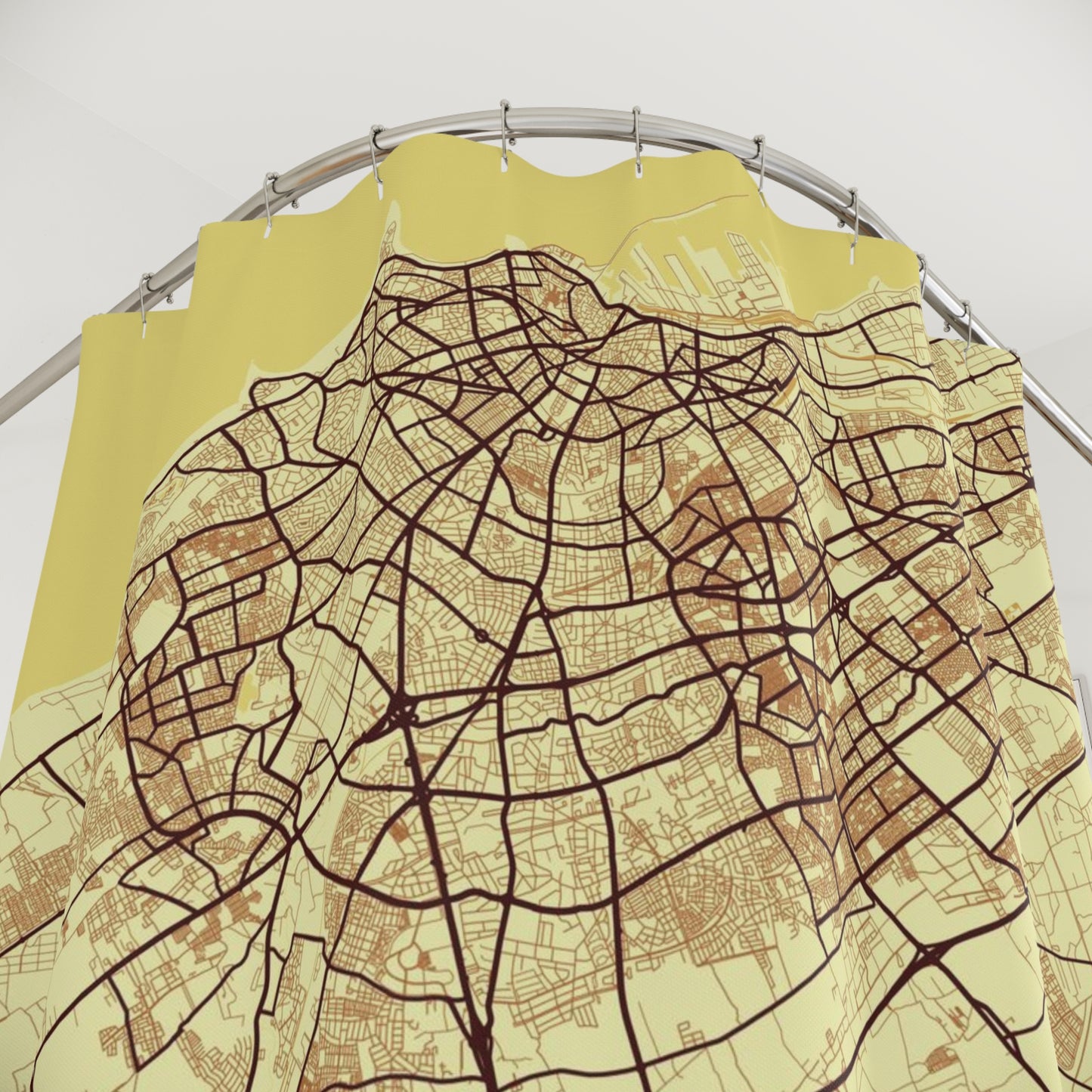 Casablanca Morocco City Map Print Shower Curtain