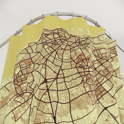 Casablanca Morocco City Map Print Shower Curtain