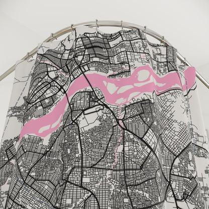 Bamako Mali City Map Print Shower Curtain