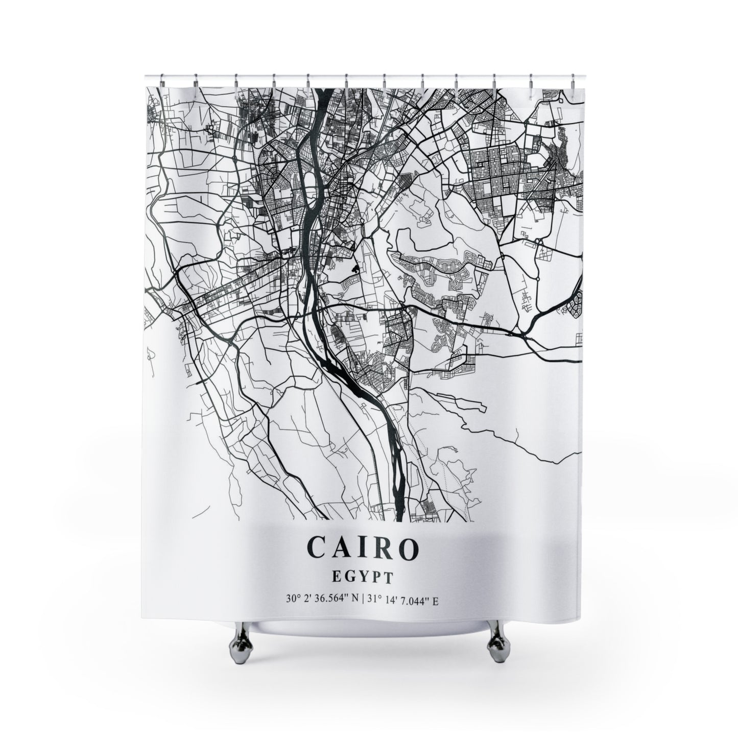Cairo Egypt City Map Print Shower Curtain