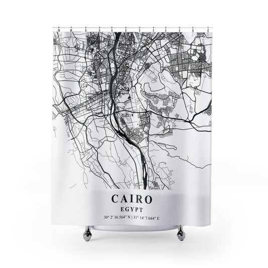 Cairo Egypt City Map Print Shower Curtain