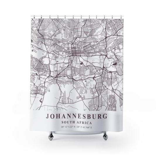 Johannesburg South Africa City Map Print Shower Curtain
