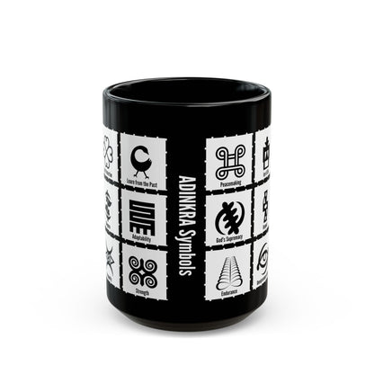 Adinkra MULTI Symbols Black Coffee Mug