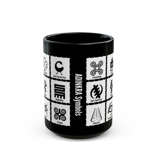 Adinkra MULTI Symbols Black Coffee Mug