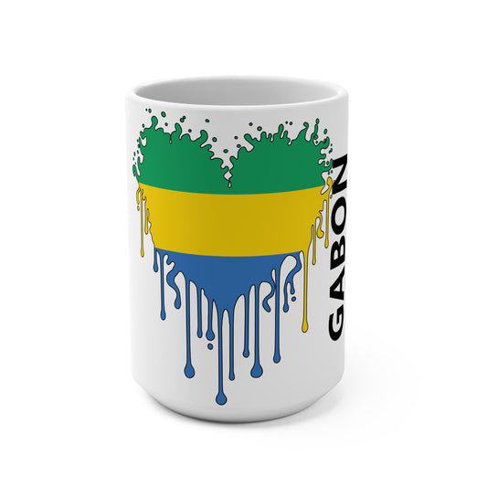 Gabon Flag Drip Coffee Mug 15oz