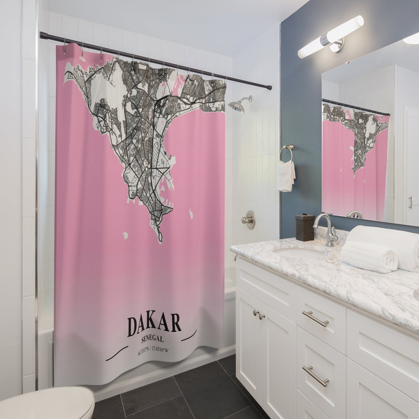 Dakar Senegal City Map Print Shower Curtain