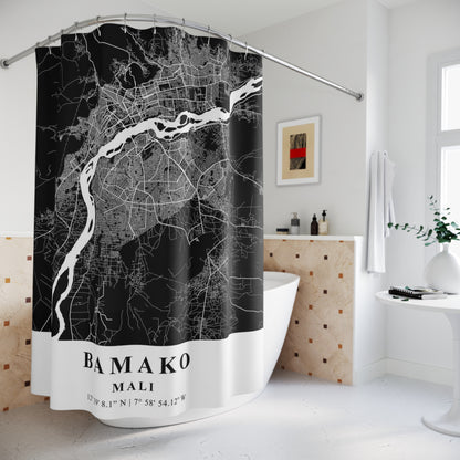 Bamako Mali City Map Print Shower Curtain