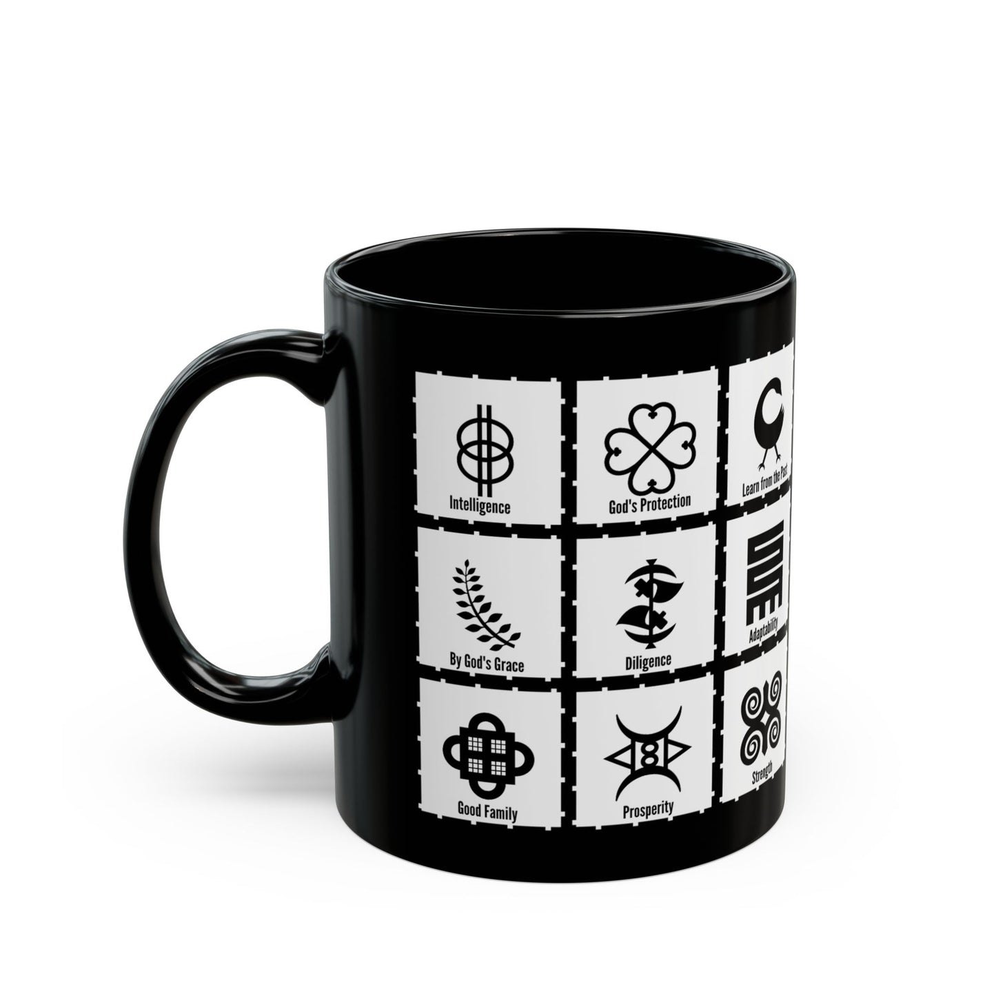 Adinkra MULTI Symbols Black Coffee Mug