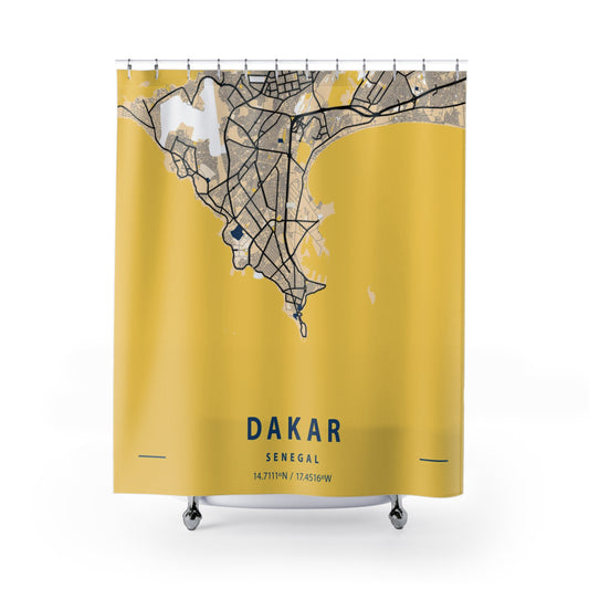 Dakar Senegal City Map Print Shower Curtain