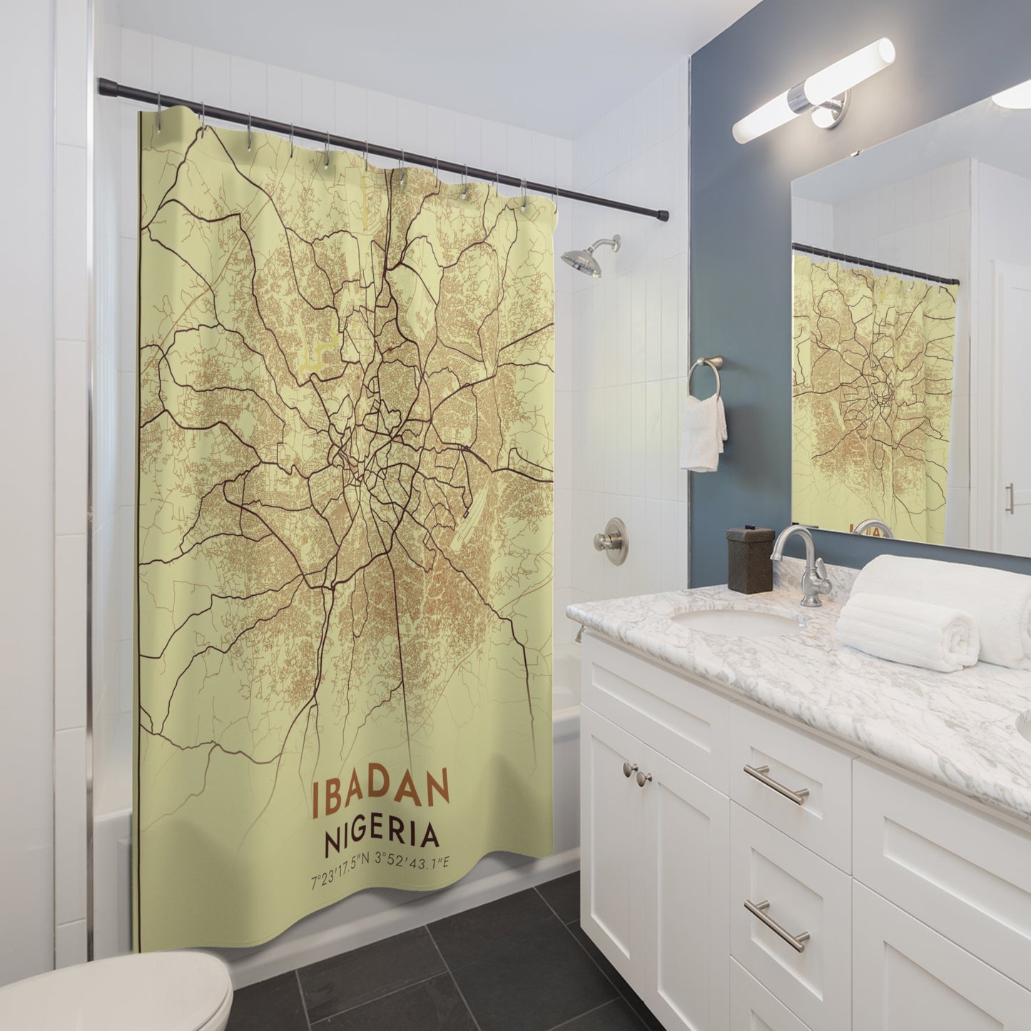 Ibadan Nigeria City Map Print Shower Curtain
