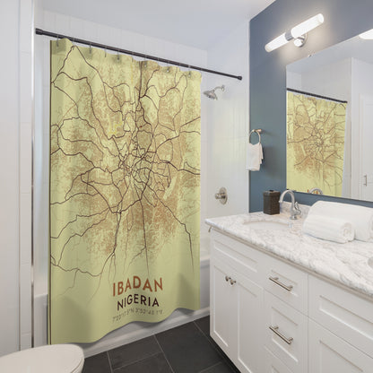 Ibadan Nigeria City Map Print Shower Curtain