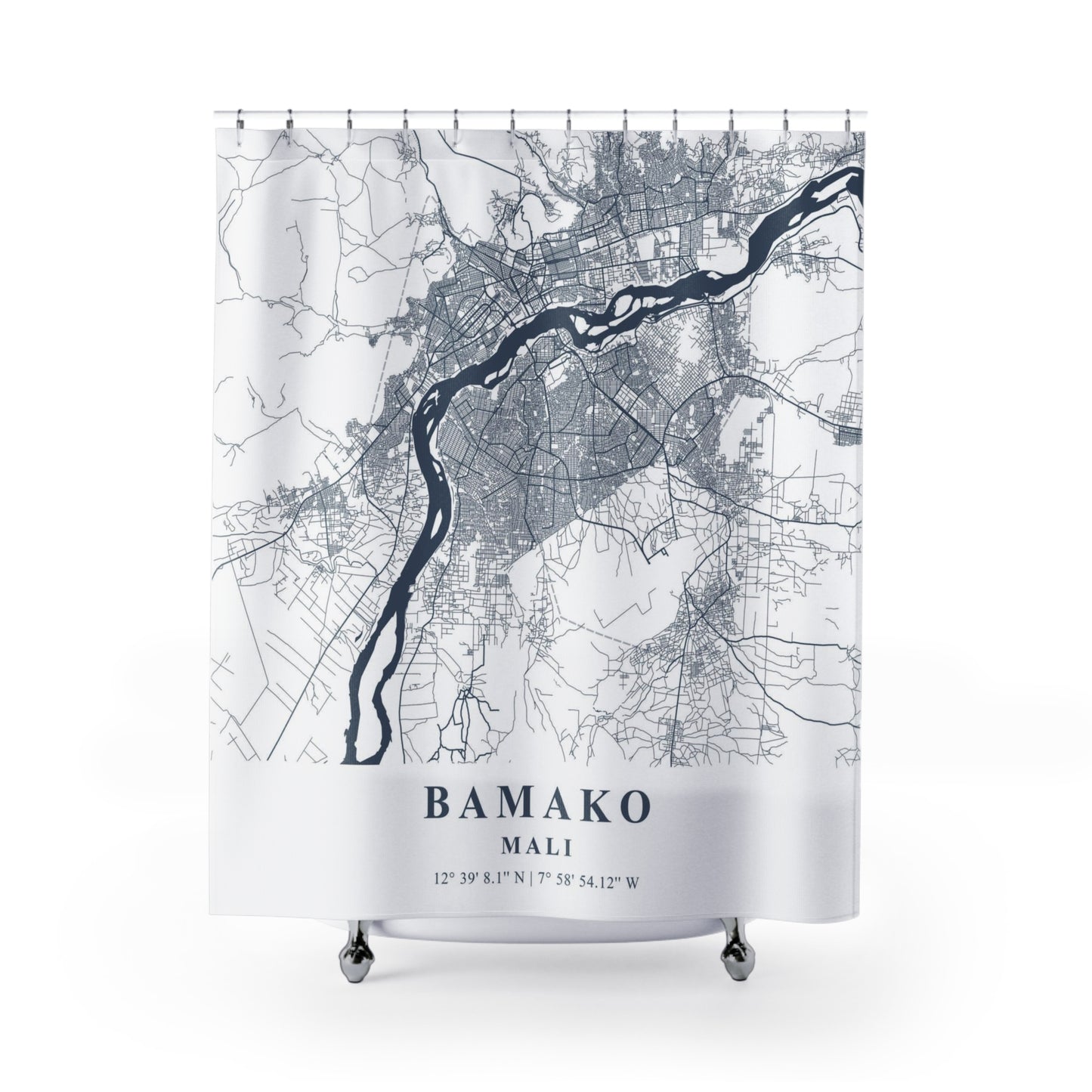 Bamako, Mali City Map Print Shower Curtain