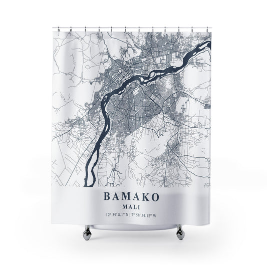 Bamako, Mali City Map Print Shower Curtain
