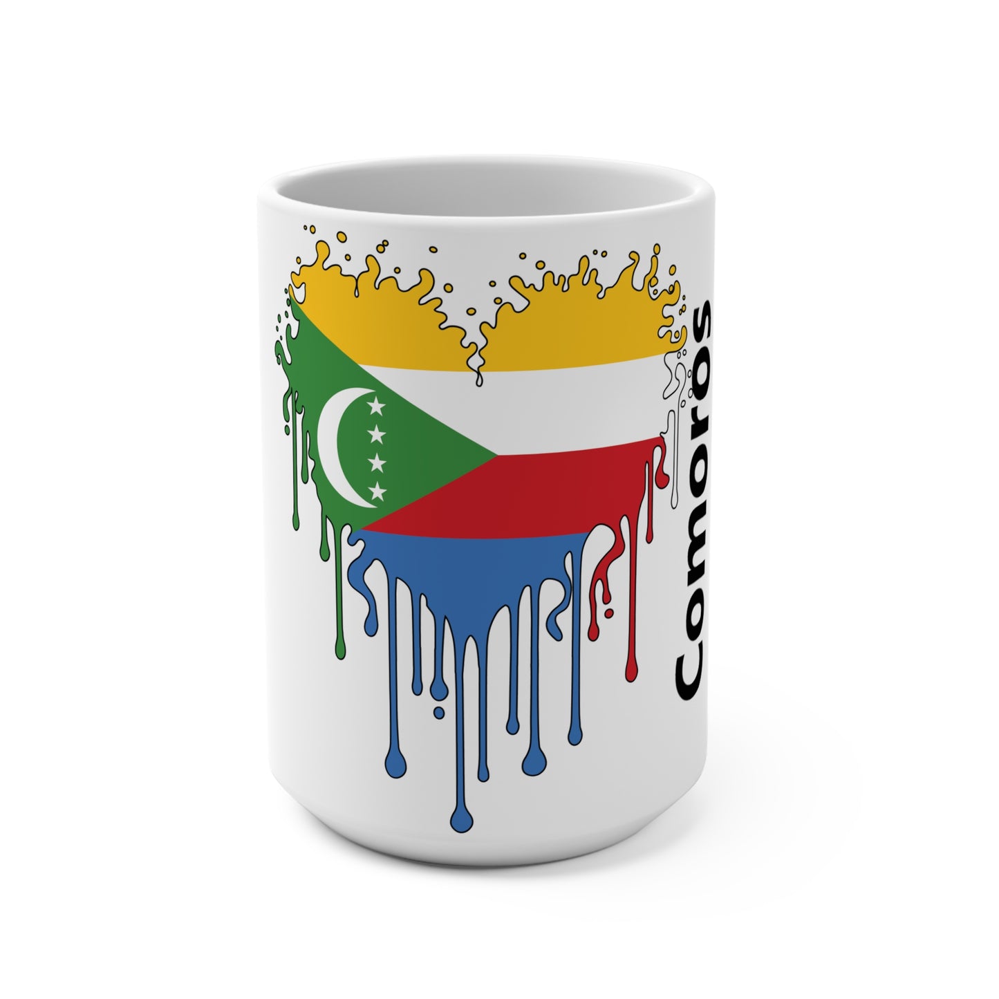 Comoros Flag Drip Coffee Mug 15oz