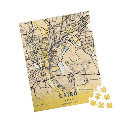 Cairo Egypt City Map Puzzle | Minimalist Aerial Topography Jigsaw