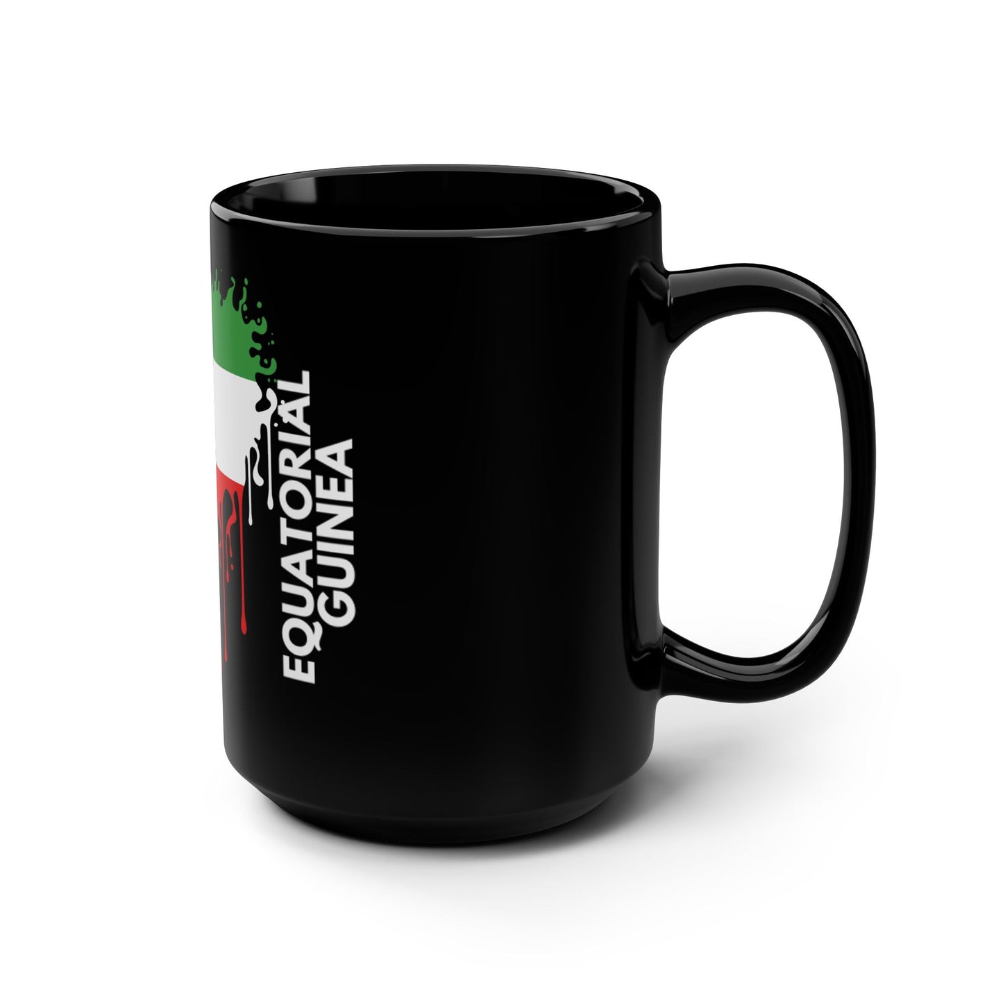 Equatorial Guinea Flag Drip Black Coffee Mug, 15 oz
