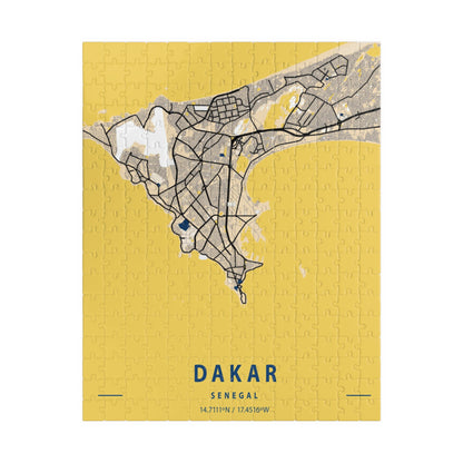 Dakar Senegal City Map Puzzle | Minimalist Aerial Topography Jigsaw
