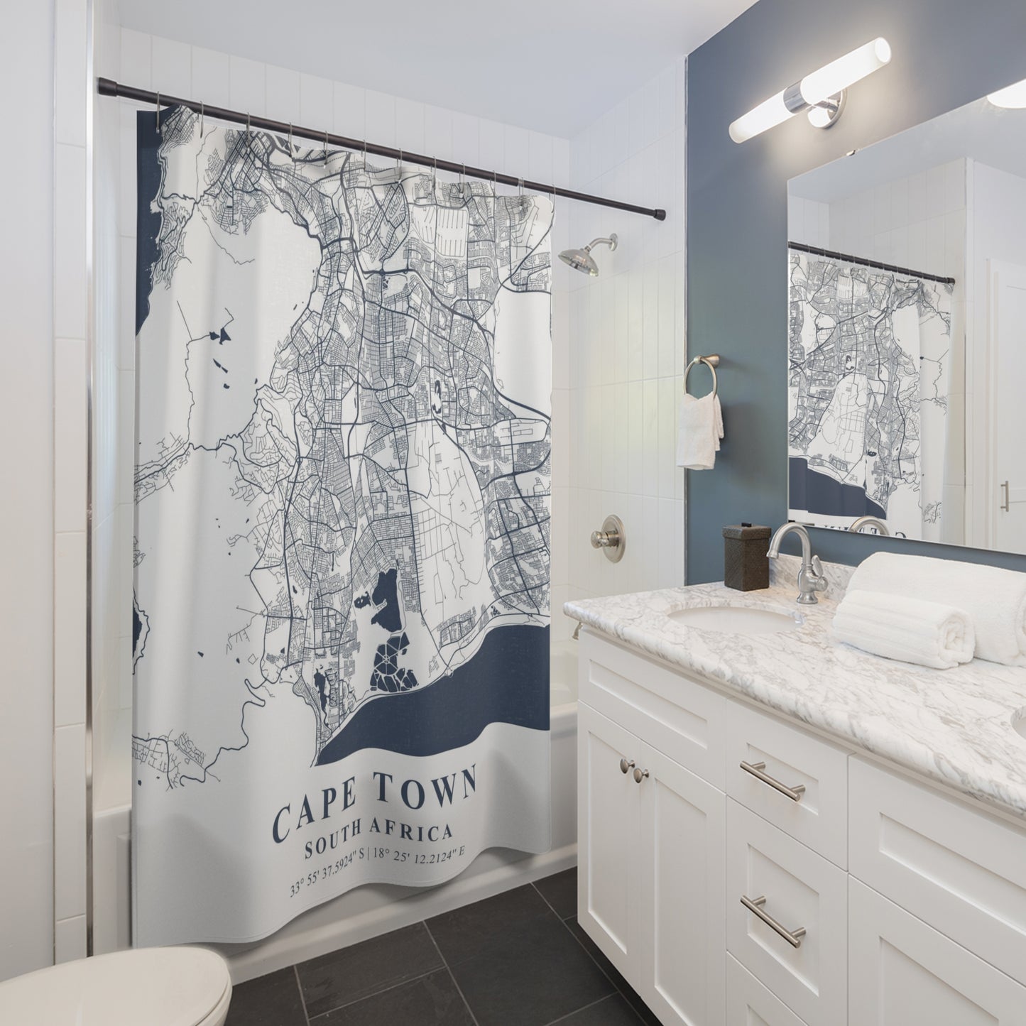 Cape Town South Africa City Map Print Shower Curtain