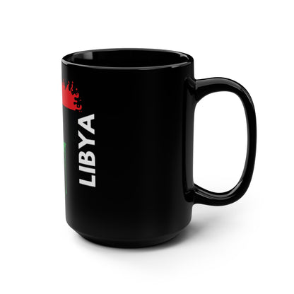 Libya Flag Black Coffee Mug, 15 oz
