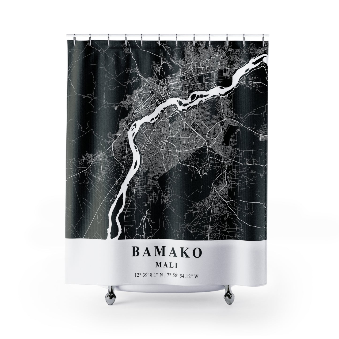 Bamako Mali City Map Print Shower Curtain