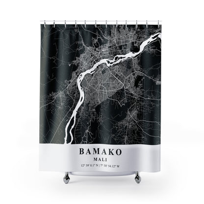 Bamako Mali City Map Print Shower Curtain