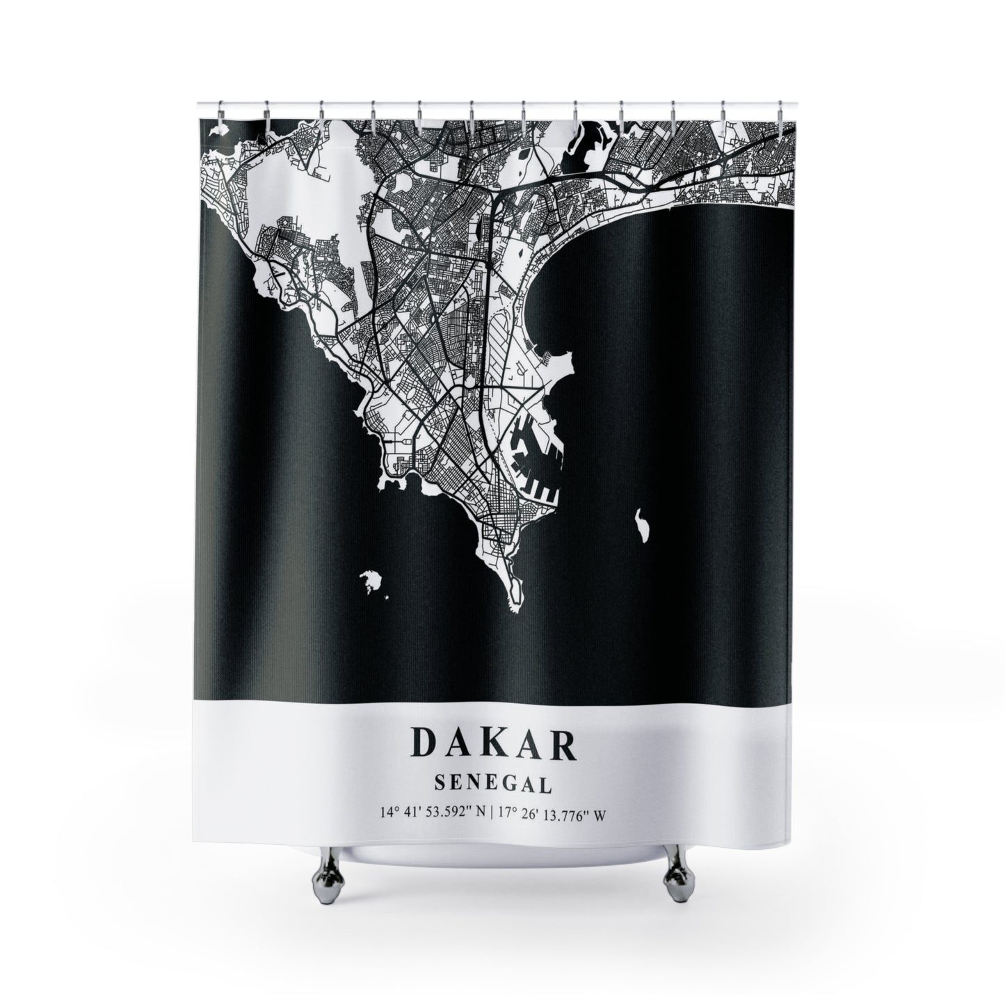 Dakar Senegal City Map Print Shower Curtain