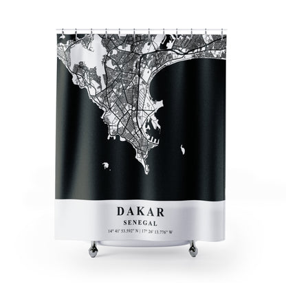 Dakar Senegal City Map Print Shower Curtain