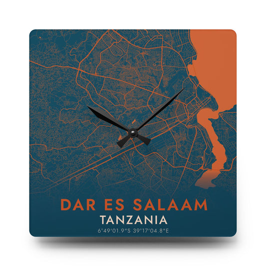 Dar Es Salaam Tanzania City Map Square Wall Clock