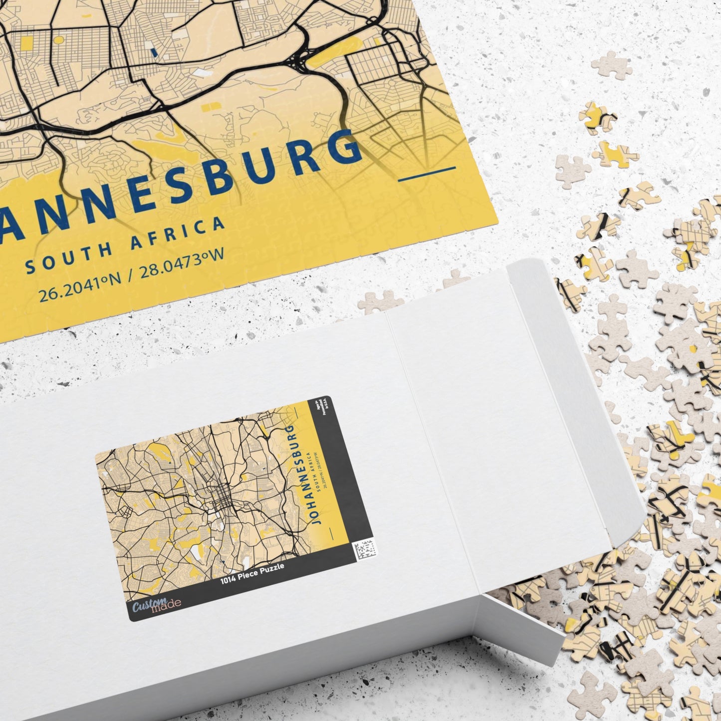 Johannesburg South Africa City Map Puzzle | Minimalist Aerial Topography Jigsaw