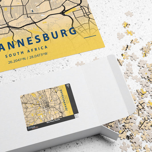 Johannesburg South Africa City Map Puzzle | Minimalist Aerial Topography Jigsaw