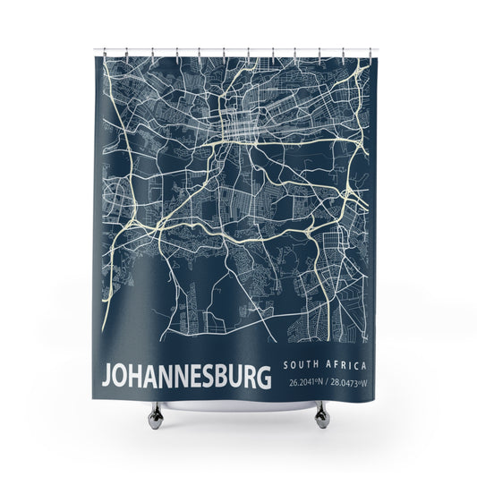 Johannesburg South Africa City Map Print Shower Curtain