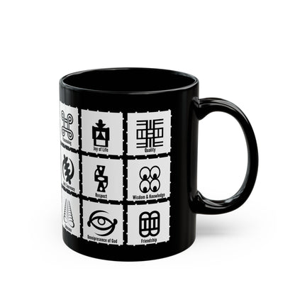 Adinkra MULTI Symbols Black Coffee Mug
