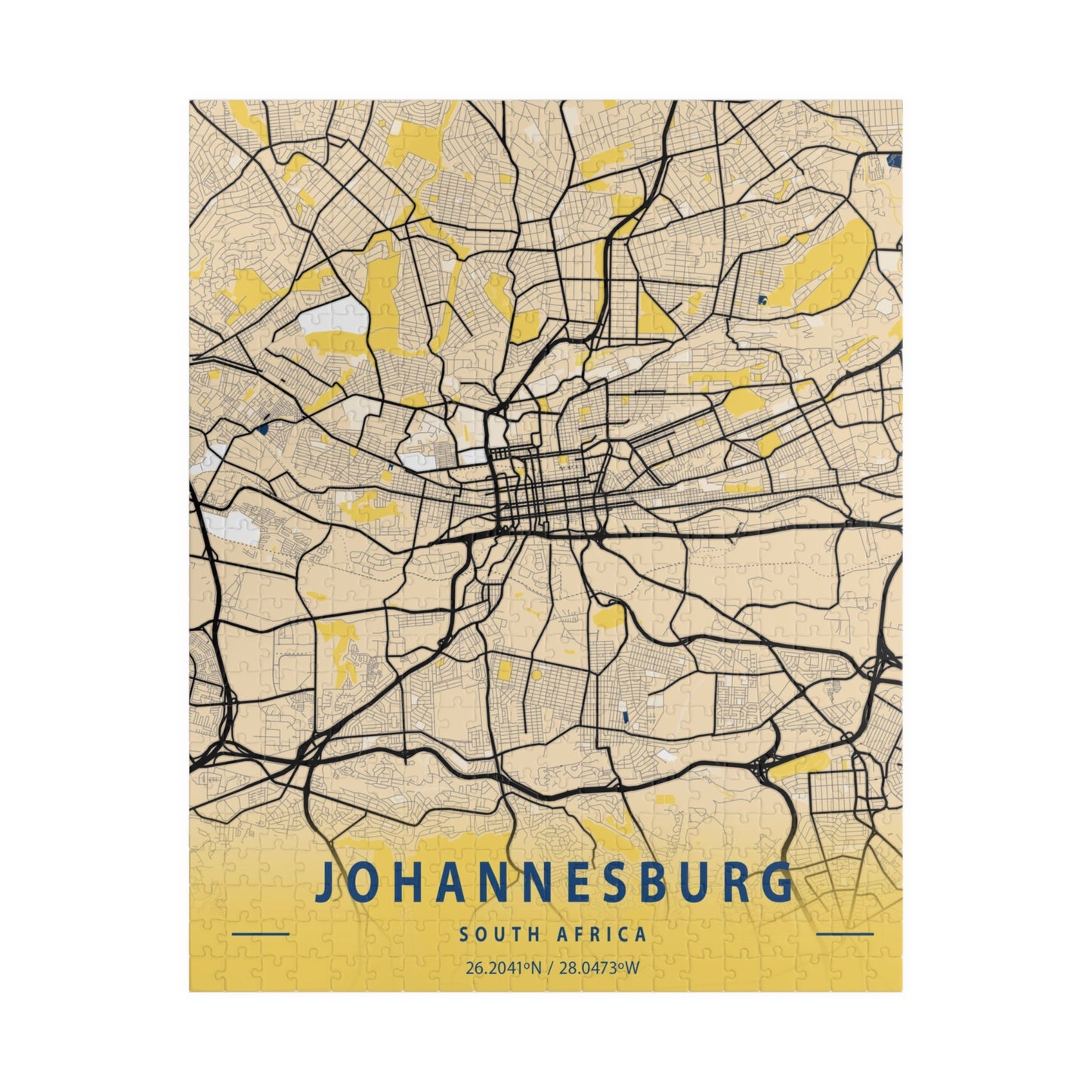 Johannesburg South Africa City Map Puzzle | Minimalist Aerial Topography Jigsaw